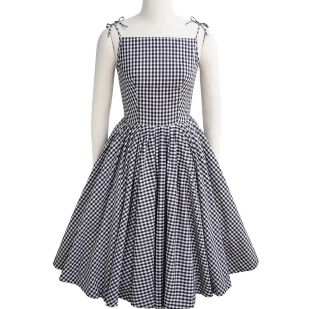 Square Neck Gingham Custom-Made Dress